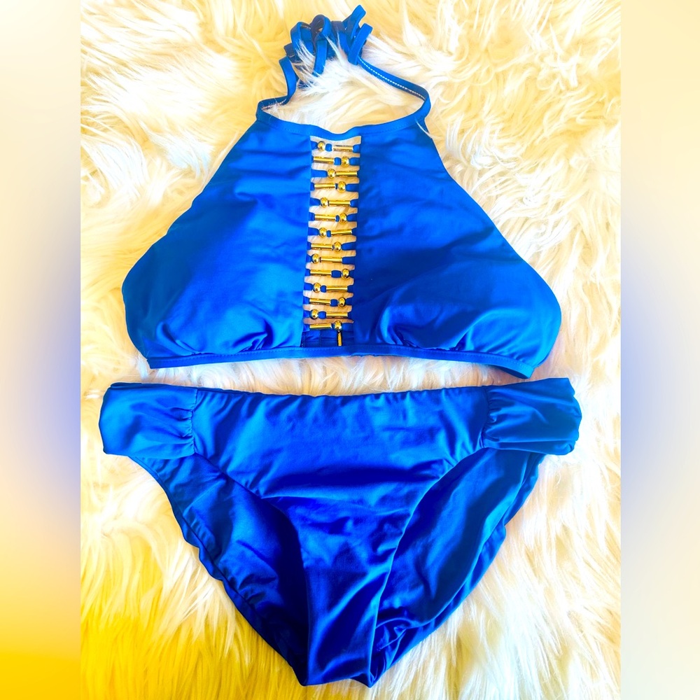 NWOT TRINA TURK 🩷GoRgEOuS🩷 2 Piece Swimsuit/Bikini Royal Blue SIZE 4